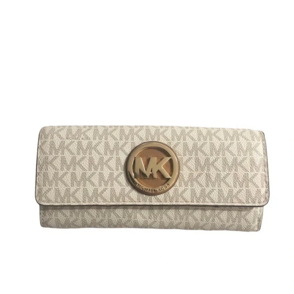 Michael kors white gold tone signature mk wallet